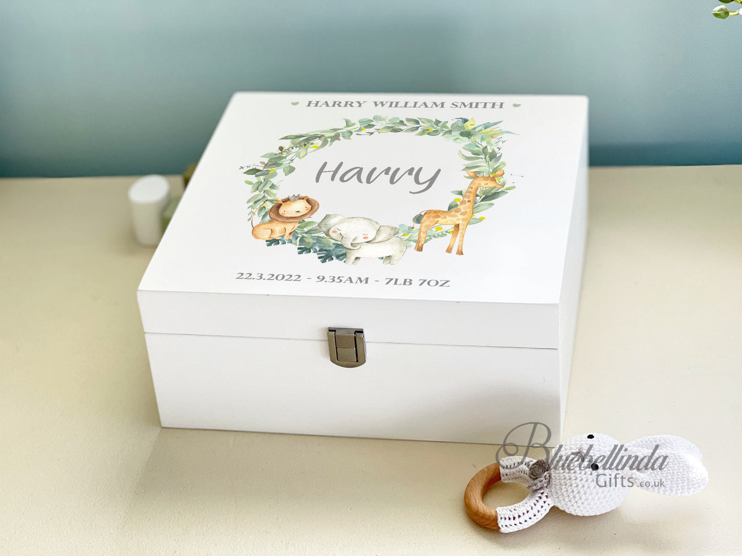 Safari Wreath Baby Keepsake Box