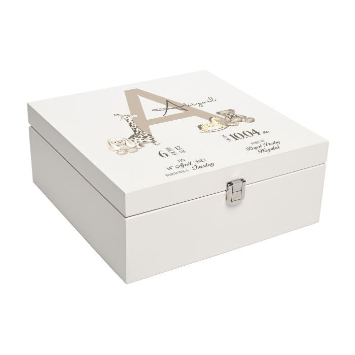 Brown Inital Baby Keepsake Box