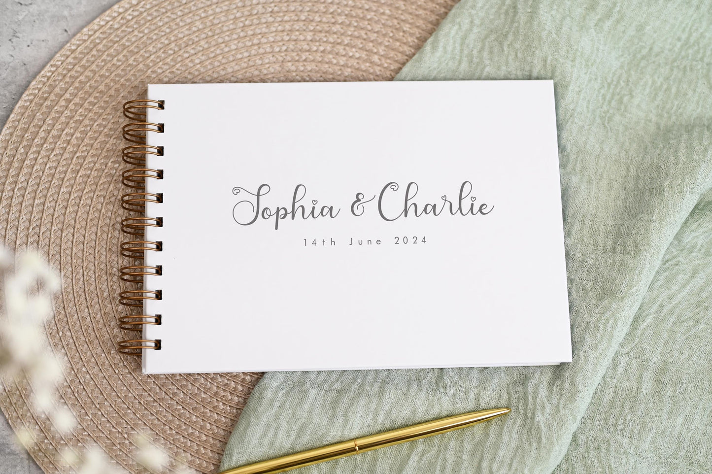 Personalized Wedding Guest Book: Modern Hand-Printed Photo Album