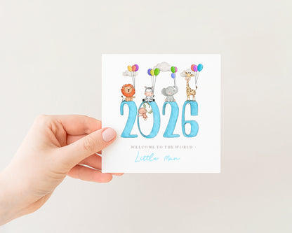 Blue Animals Baby Card 2026