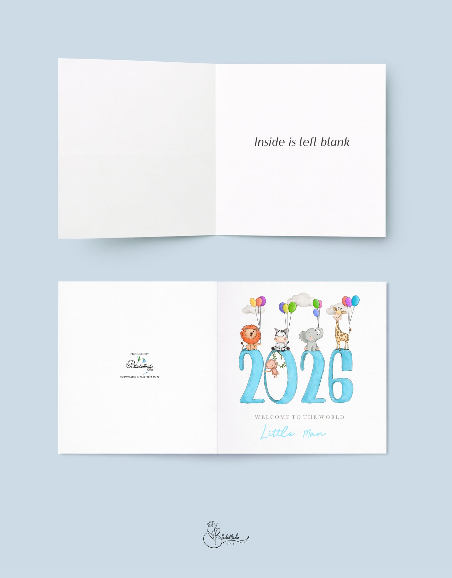 Blue Animals Baby Card 2026