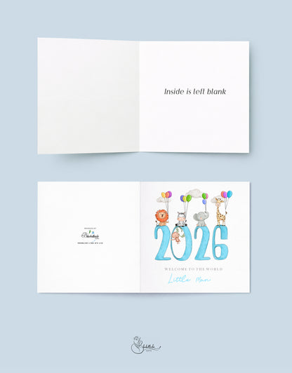 Blue Animals Baby Card 2026