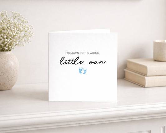 Blue Little Man Baby Card