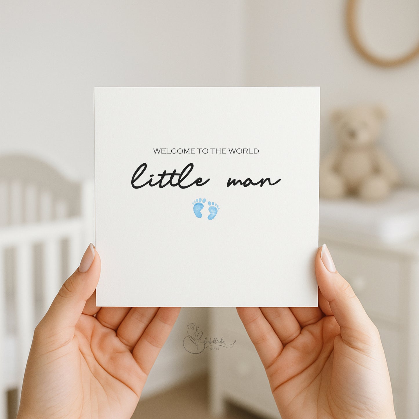 Blue Little Man Baby Card