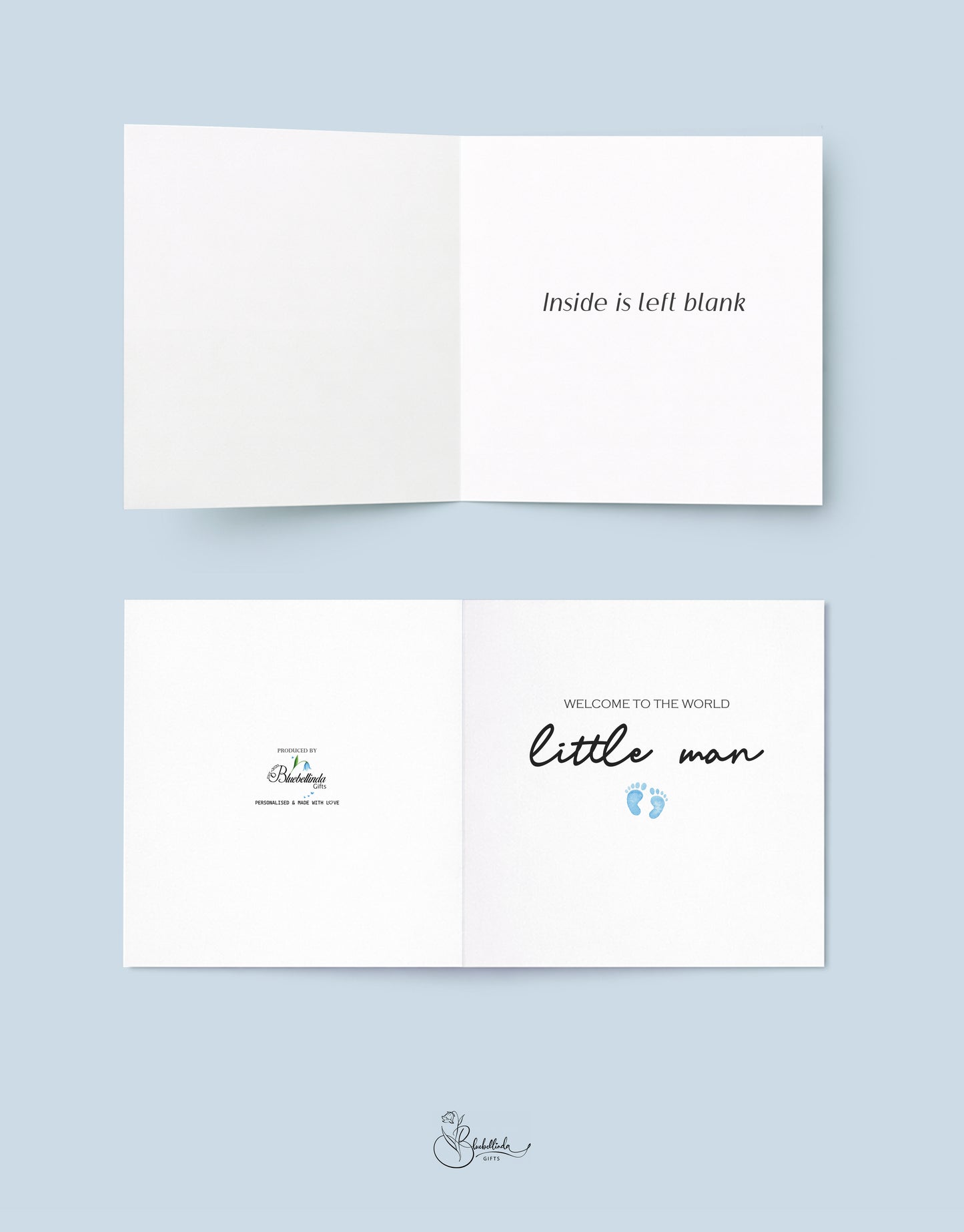 Blue Little Man Baby Card