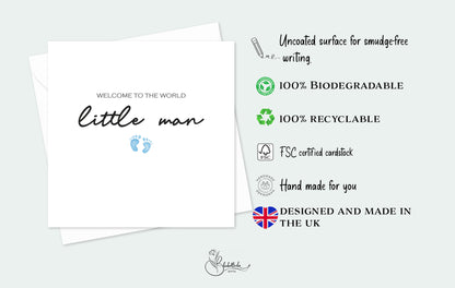 Blue Little Man Baby Card