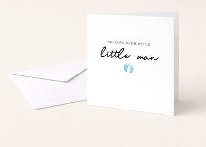 Blue Little Man Baby Card