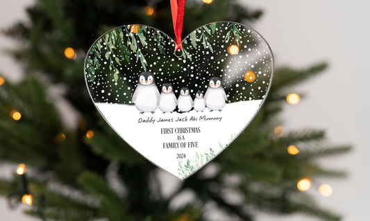 Personalised First Christmas As A Family Of Four Hanging Heart