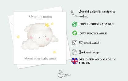 Over The Moon Baby Card
