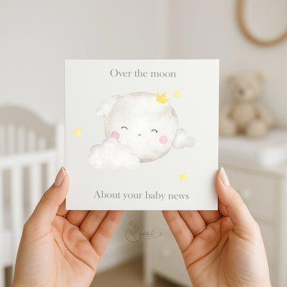 Over The Moon Baby Card