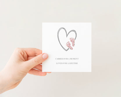 Carried for a Moment, Loved for a Lifetime pink Card