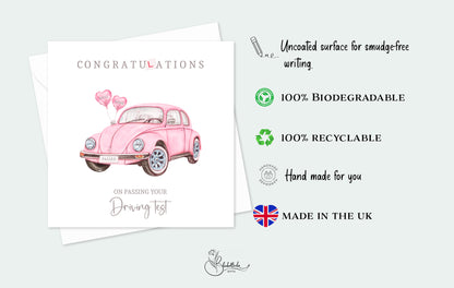 Driving Test Congratulations Card Pink / Blue