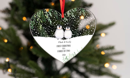 Personalised First Christmas As A Family Of Four Hanging Heart