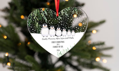 Personalised First Christmas As A Family Of Four Hanging Heart