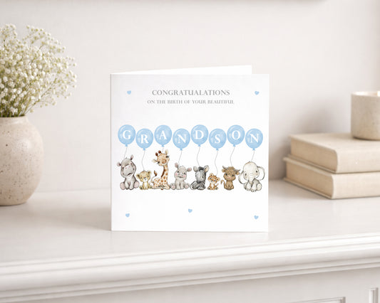 New Baby Grandson Balloons Card