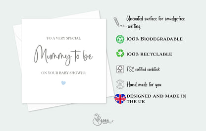 Mummy to Be, baby shower blue Card