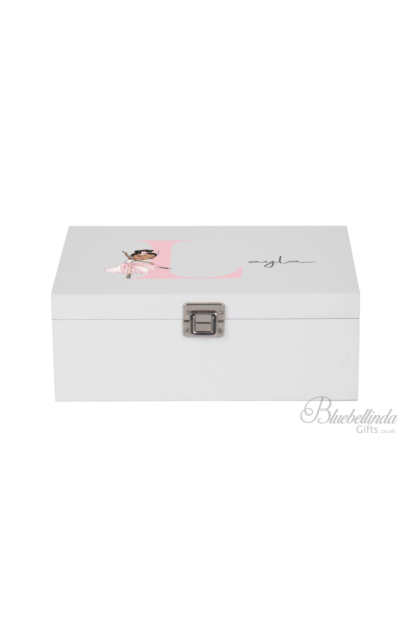 Personalised Keepsake Box, Ballerina Ballet Memory Box Girls Pink, gifts, White Wooden Keepsake Memory Box, Bluebellindagifts