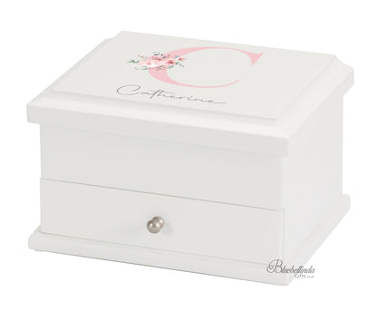 Personalised FLORAL Alphabet Jewellery Box, Wooden Initial Jewellery Box, Jewelery Storage, Gift for Her, Mother's Day Gift, Christmas Gift