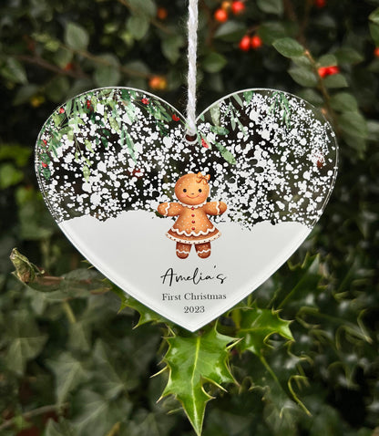 Personalised First Christmas Gingerbread Girl Decoration Bauble, Babies, 1st Christmas, Bear, New Baby, Christmas Bauble, Free Gift Bag