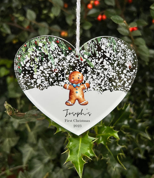Personalised First Christmas Gingerbread Boy Decoration Bauble, Babies, 1st Christmas, Bear, New Baby, Christmas Bauble, Free Gift Bag