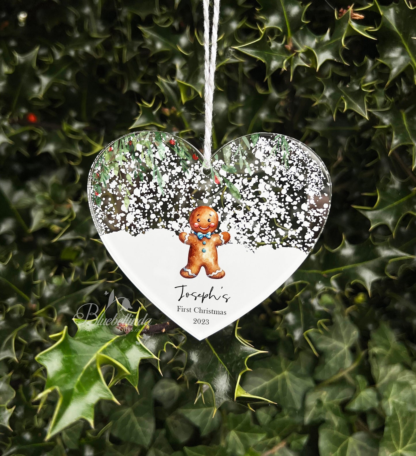 Personalised First Christmas Gingerbread Boy Decoration Bauble, Babies, 1st Christmas, Bear, New Baby, Christmas Bauble, Free Gift Bag