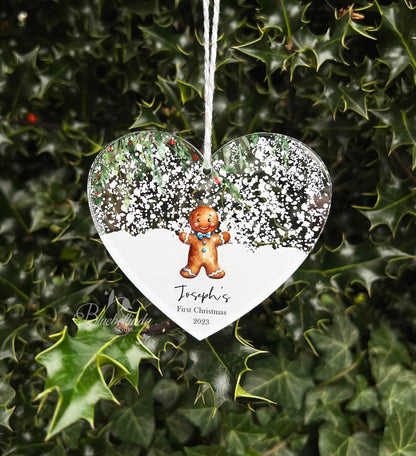 Personalised First Christmas Gingerbread Boy Decoration Bauble, Babies, 1st Christmas, Bear, New Baby, Christmas Bauble, Free Gift Bag