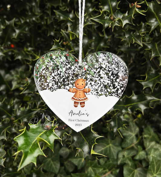 Personalised First Christmas Gingerbread Girl Decoration Bauble, Babies, 1st Christmas, Bear, New Baby, Christmas Bauble, Free Gift Bag