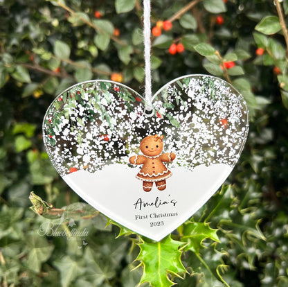 Personalised First Christmas Gingerbread Girl Decoration Bauble, Babies, 1st Christmas, Bear, New Baby, Christmas Bauble, Free Gift Bag
