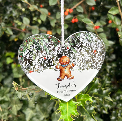 Personalised First Christmas Gingerbread Boy Decoration Bauble, Babies, 1st Christmas, Bear, New Baby, Christmas Bauble, Free Gift Bag