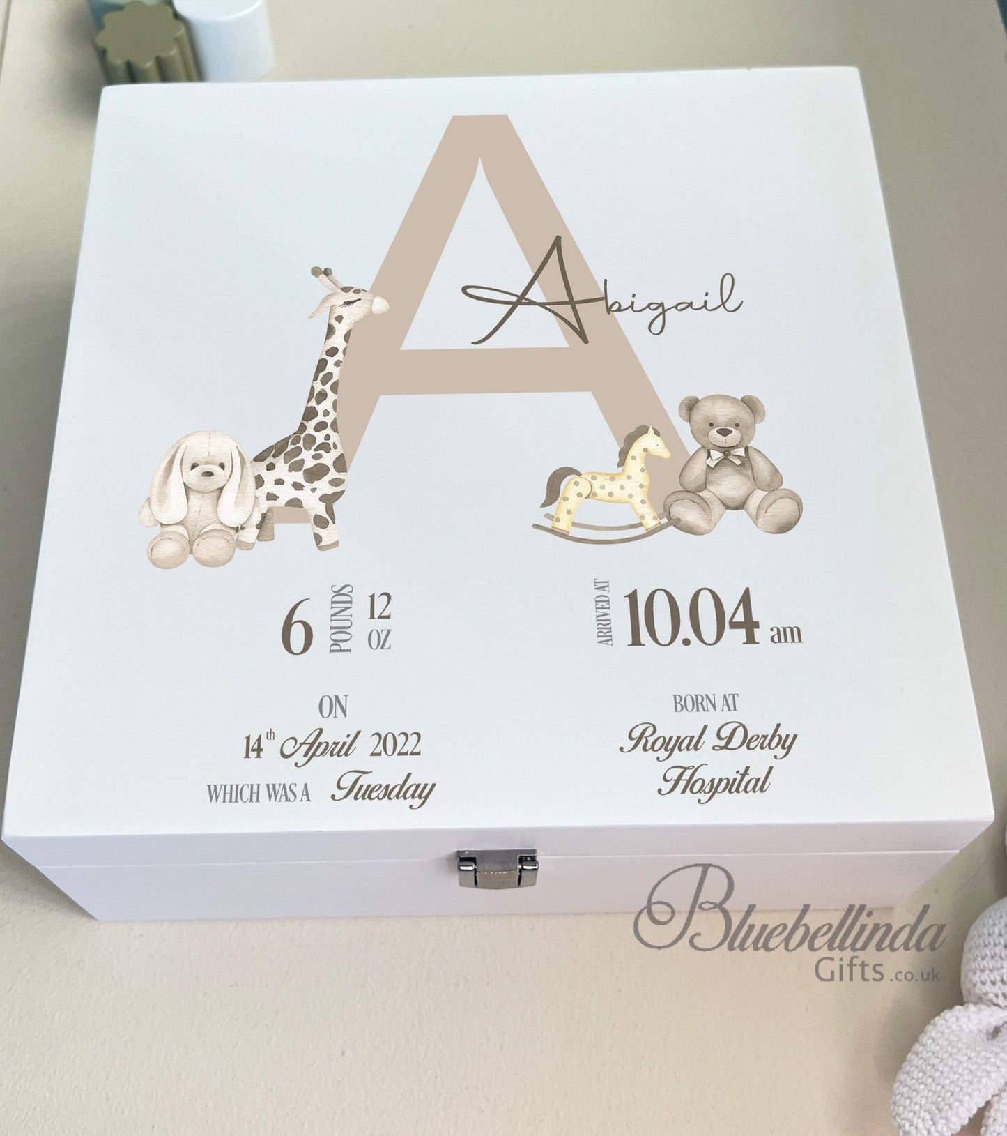 Brown Inital Baby Keepsake Box