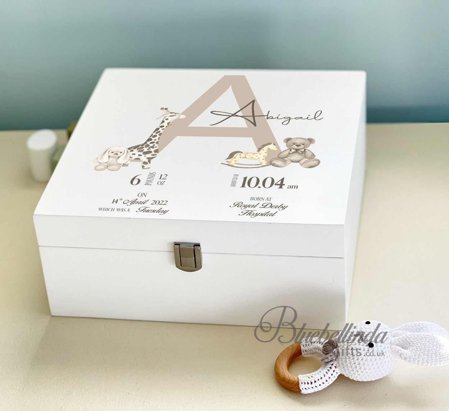 Brown Inital Baby Keepsake Box