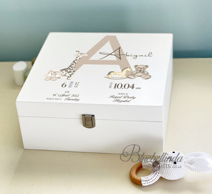 Brown Inital Baby Keepsake Box