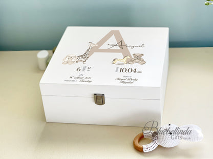 Brown Inital Baby Keepsake Box