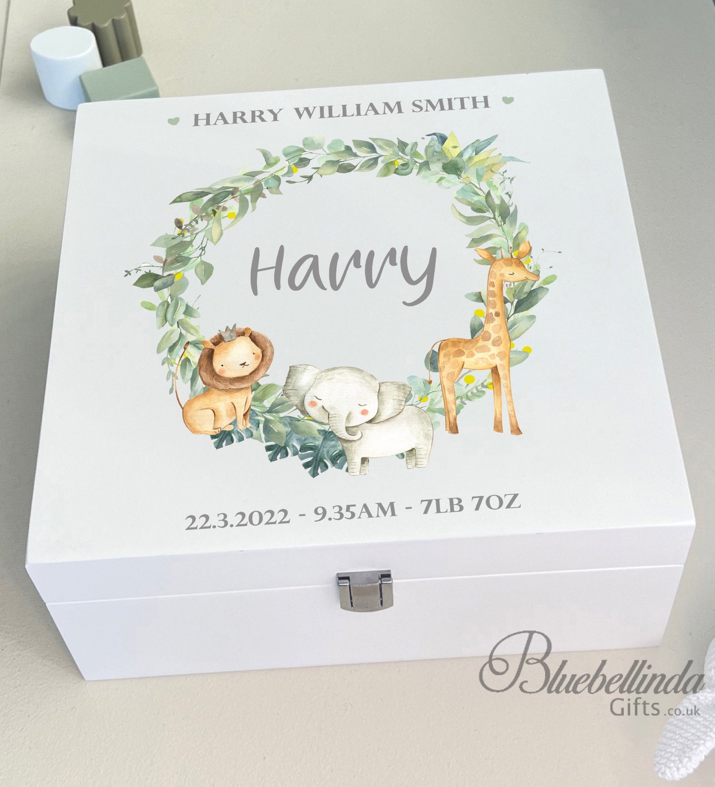 Safari Wreath Baby Keepsake Box