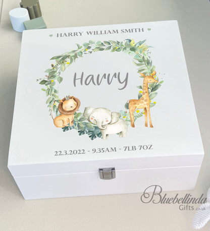 Safari Wreath Baby Keepsake Box