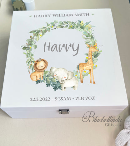 Safari Wreath Baby Keepsake Box