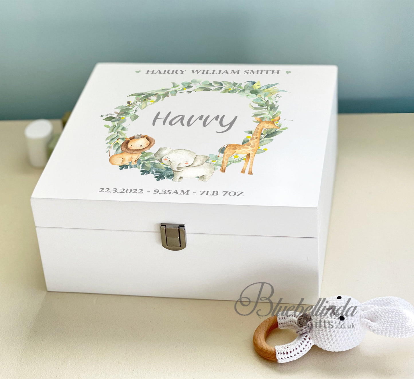 Safari Wreath Baby Keepsake Box