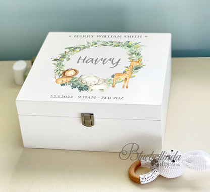 Safari Wreath Baby Keepsake Box