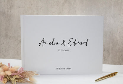 Personalised Wedding Guest Book, White Simple Guestbook, Modern Guest Book, Wedding Photo Album - Polaroid Guest Book - Wedding Gift Ideas