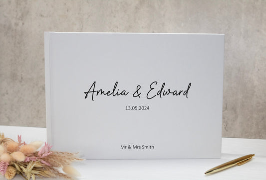 Personalised Wedding Guest Book, White Simple Guestbook, Modern Guest Book, Wedding Photo Album - Polaroid Guest Book - Wedding Gift Ideas