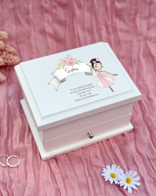 7 Luxury Personalised Ballerina jewelry / Jewellery Box Pink , baptism gift,christening gift,girls jewelry box Bluebellinda, Bluebellindagifts