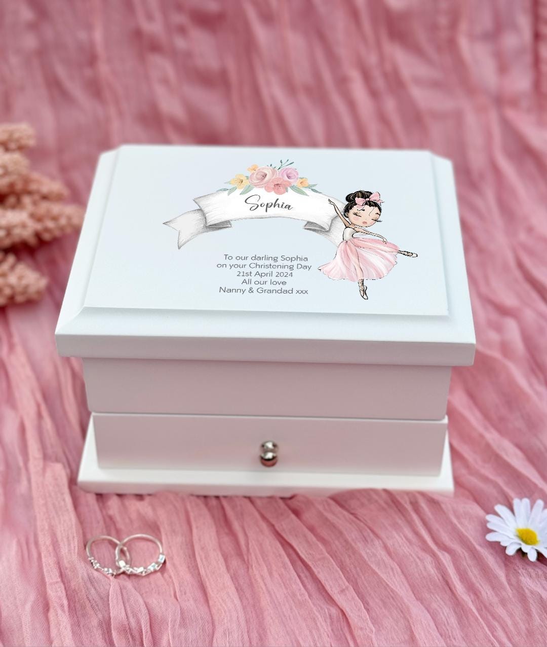 7 Luxury Personalised Ballerina jewelry / Jewellery Box Pink , baptism gift,christening gift,girls jewelry box Bluebellinda, Bluebellindagifts