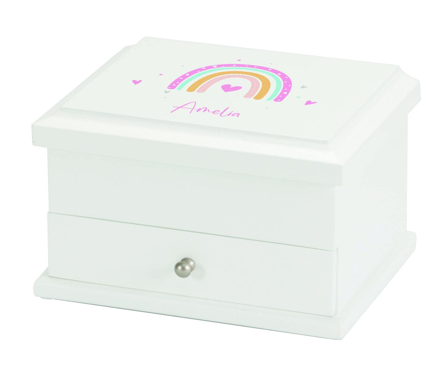 Personalised rainbow design Jewellery Box, Wooden Initial Jewellery Box, Jewellery Storage, Gift for Her, Christmas Gift