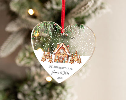 Personalised New Home Family Acrylic Bauble Christmas Tree Ornament Decoration Heart