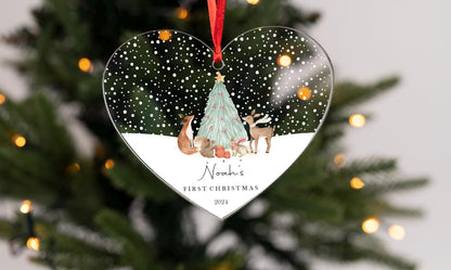 Personalized Baby's First Christmas Ornament: Heart Keepsake Bauble