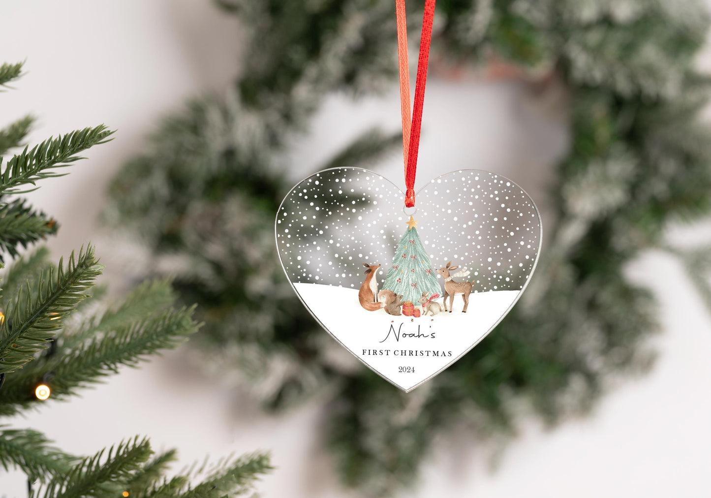 Personalized Baby's First Christmas Ornament: Heart Keepsake Bauble