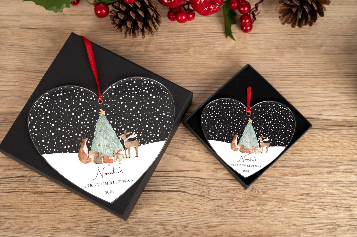 Personalized Baby's First Christmas Ornament: Heart Keepsake Bauble