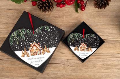 Personalised New Home Family Acrylic Bauble Christmas Tree Ornament Decoration Heart