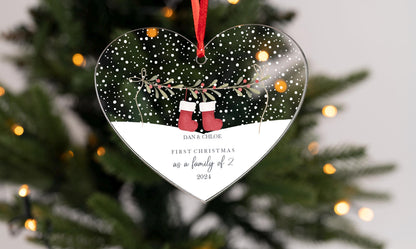 Personalised Stocking Family Acrylic Bauble Christmas Tree Ornament Decoration Heart