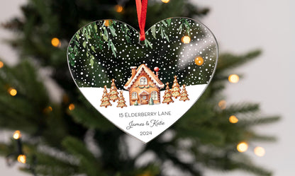 Personalised New Home Family Acrylic Bauble Christmas Tree Ornament Decoration Heart